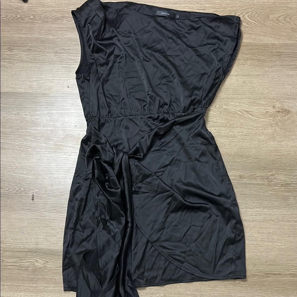 Black Asymmetrical One Shoulder Cocktail Gown